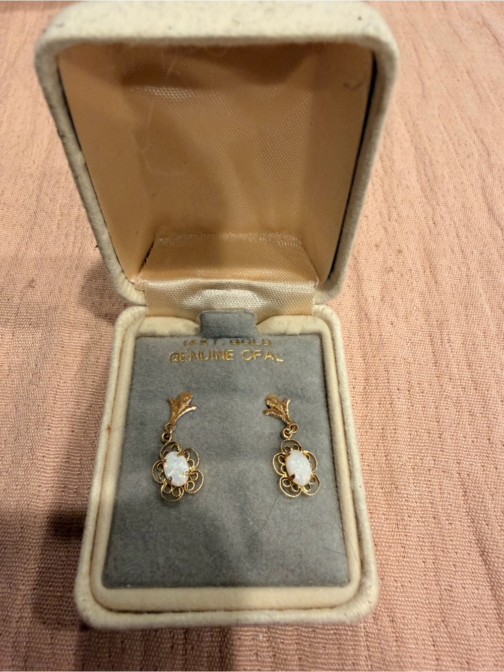 14kT genuine opal earrings